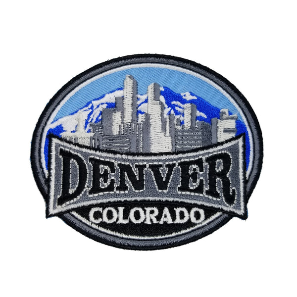Denver Colorado Patch – Cityscape City Buildings Mountains Colorado Souvenir – Travel Patch Iron On Applique CO Patch Embellishment 3"