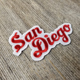 San Diego Patch - Script Red and White - California