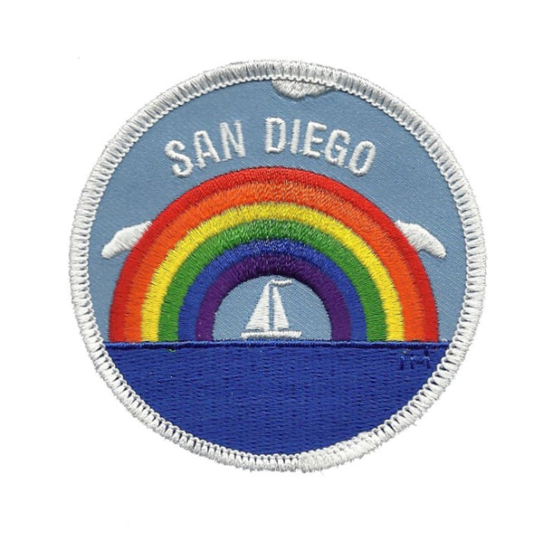 San Diego Patch - Rainbow and Sailboat - California Souvenir