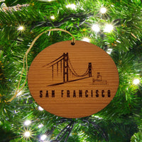San Francisco California - Golden Gate Bridge - Tugboat Christmas Ornament - Handmade in the USA