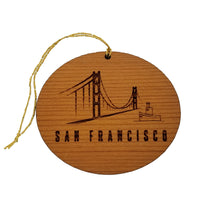 San Francisco California - Golden Gate Bridge - Tugboat Christmas Ornament - Handmade in the USA