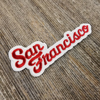 San Francisco Patch - Script Cursive Font - Red and White