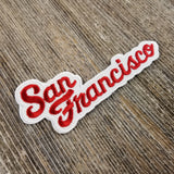 San Francisco Patch - Script Cursive Font - Red and White