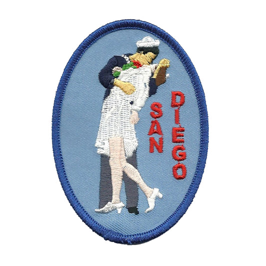 San Diego California Iron on Patch Sailor and Nurse Kissing Souvenir Badge Emblem Applique