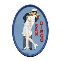 San Diego California Iron on Patch Sailor and Nurse Kissing