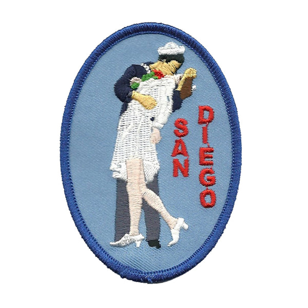 San Diego California Iron on Patch Sailor and Nurse Kissing