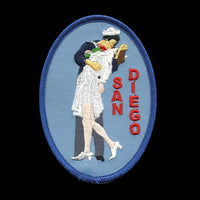 San Diego California Iron on Patch Sailor and Nurse Kissing