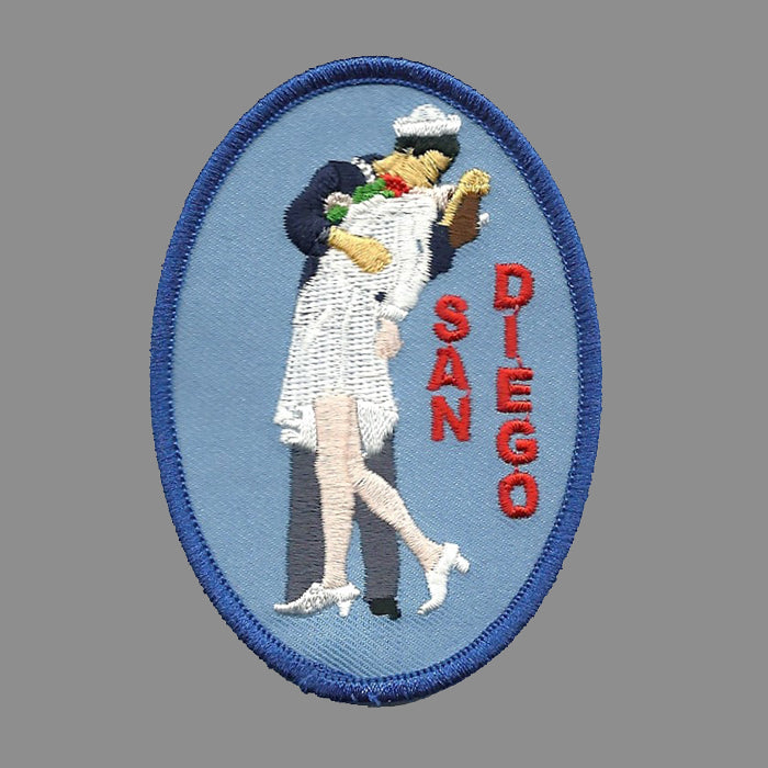 San Diego California Iron on Patch Sailor and Nurse Kissing Souvenir Badge Emblem Applique