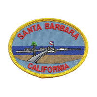 Santa Barbara California Patch Beach Pier Palm Tree Sand Ocean Waves Iron On