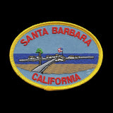 Santa Barbara California Patch Beach Pier Palm Tree Sand Ocean Waves Iron On