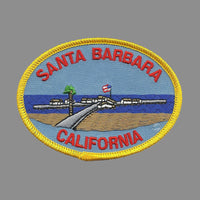 Santa Barbara California Patch Beach Pier Palm Tree Sand Ocean Waves Iron On