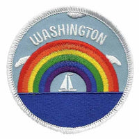 Washington Patch – Rainbow and Sailboat – Washington Souvenir – Travel Patch WA