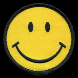 Smiley Face Iron On Patch - Smile Black on Yellow
