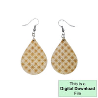 Snowflake Star Pattern Teardrop Dangle Earrings Laser Cut and Engrave SVG File Engrave Only Digital Download Cut Your Own Pattern