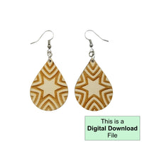 Star or Starburst Rays Teardrop Dangle Earrings Laser Cut and Engrave SVG File Engrave Only Digital Download Cut Your Own Pattern