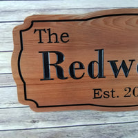 Family Name Custom Sign Est with Date Carved Sign Handmade Last Name Personalized California Redwood