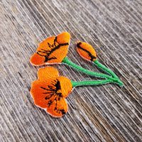 California Poppies Iron On Patch - Cutout Shape - California Souvenir - CA Iron On 1.5"