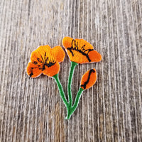 California Poppies Iron On Patch - Cutout Shape - California Souvenir - CA Iron On 1.5"