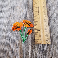 California Poppies Iron On Patch - Cutout Shape - California Souvenir - CA Iron On 1.5"