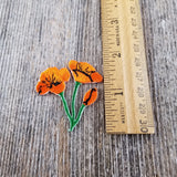 California Poppies Iron On Patch - Cutout Shape - California Souvenir - CA Iron On 1.5"