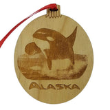 Alaska Whale Christmas Ornament Wood Laser Cut and Engraved - Killer Whale Orca