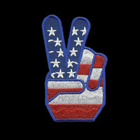 Fingers Peace Sign Iron on Patch USA Flag