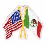 USA and Mexico Flags Iron On Patch Crossed Flags