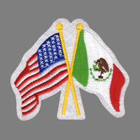 USA and Mexico Flags Iron On Patch Crossed Flags