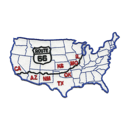 Route 66 USA Map Iron on Patch Souvenir Badge Emblem Applique