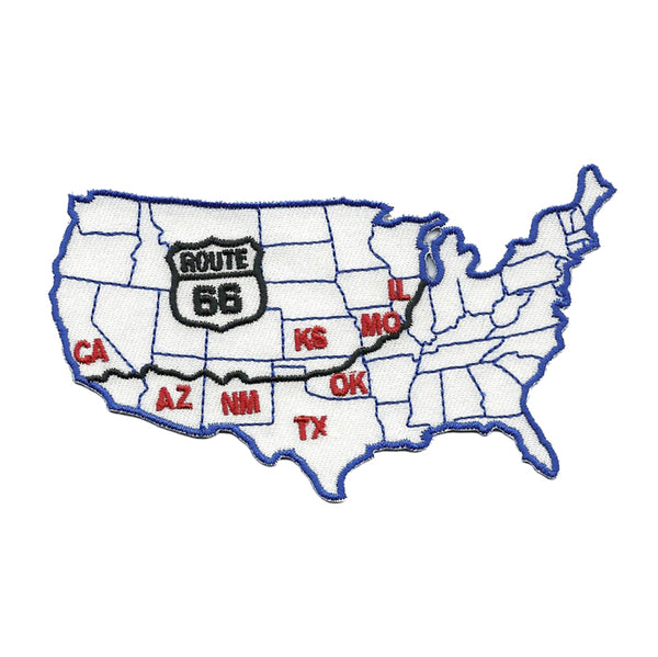 Route 66 Iron On Applique Patch – 2x2 Inches, Embroidered, For Jackets, Bags, Hats