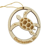 Charleston South Carolina Ornament Handmade Wood Ornament Souvenir SC Sea Turtle Leatherback