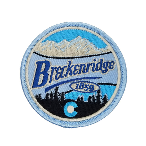 Breckenridge Colorado Patch – Ski Patch - CO Patch – Colorado Souvenir – Travel Patch – Iron On Mountains Trees 1859 Applique 3" Circle Blue
