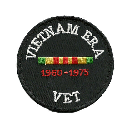 Vietnam Era Vet Patch Iron On Black Circle - Badge Emblem Applique Accessory