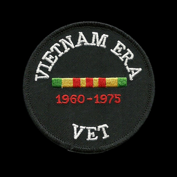 Vietnam Era Vet Patch Iron On Black Circle - Badge Emblem Applique Accessory