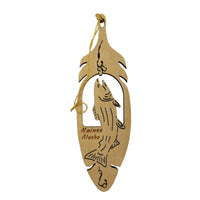 Haines Alaska Fish Christmas Ornament Wood Handmade in USA Leaf Acorn 5.375"