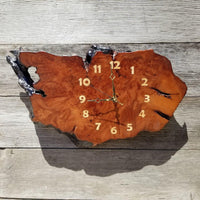 Redwood Clock Handmade Wall Hanging Rustic Burl Live Edge #175 Anniversary Gift Wedding Gift One Of a Kind Small Wall Clock