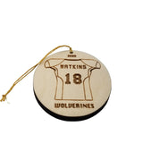 Football Wood Ornament, Custom Football Jersey and Ball Football Player Gift Personalized Made in USA