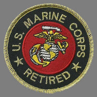 US Marines Retired Patch Iron On Vtg US Military Country Pride Veteran Patch Retired Military Patch Circle 3"