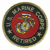 US Marines Retired Patch Iron On Vtg US Military Country Pride Veteran Patch Retired Military Patch Circle 3"
