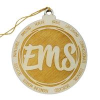 EMS Christmas Ornament - Character Traits - Handmade Wood Ornament -  Gift for Emergency Medical Services Worker Gift Brave Life Saving 3.5"