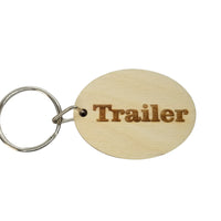 Trailer Wood Keychain Key Ring Keychain Gift - Key Chain Key Tag Key Ring Key Fob - Trailer Text Key Marker