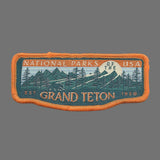 Wyoming Patch – Grand Teton National Park WY Travel Souvenir Patch 3.5" Iron On Sew On Embellishment Applique Snowshoeing Ski Orange