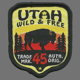 Utah Patch – Wild and Free UT Travel Souvenir Patch 2" Iron On Sew On Embellishment Buffalo Bison Trees Accessory
