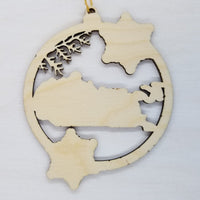 Kentucky Wood Ornament -  KY State Shape with Snowflakes Cutout - Handmade Wood Ornament Made in USA Christmas Decor