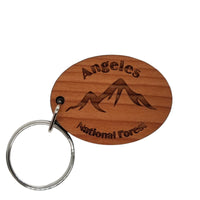 Angeles National Forest Keychain Wood Keyring California Souvenir Travel Gift San Gabriel Mountains Resort Skiing Skier Snowmobiling Key Tag