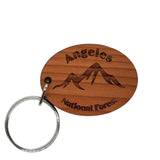 Angeles National Forest Keychain Wood Keyring California Souvenir Travel Gift San Gabriel Mountains Resort Skiing Skier Snowmobiling Key Tag