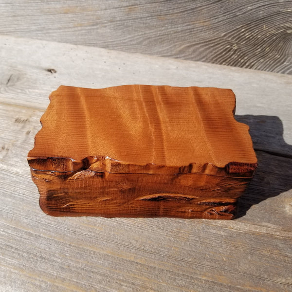 Redwood Jewelry Box Curly Wood Engraved Rustic Handmade California #448 Memento Box Dad Gift Trinkets Memories Stash Mens Valet