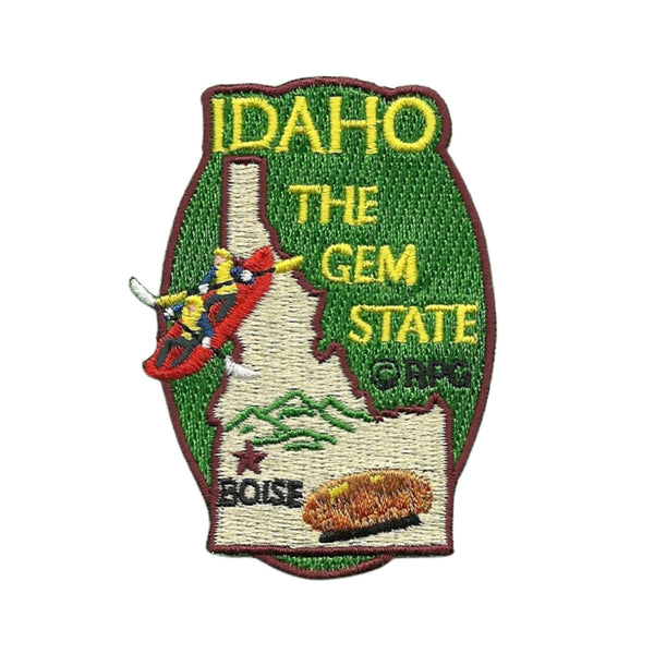 Idaho Patch – ID - The Gem State - Idaho State Shape- Travel Patch Iron On – ID Souvenir Patch – Embellishment Applique – Travel Gift 3"