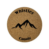 Whistler Canada Cork Coasters Set of 4 Canada Souvenir Mountains Skiing Snowboarding Ski Resort Snowshoeing Tobogganing Travel Gift
