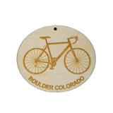 Boulder Colorado Wood Ornament - CO Mens Bike or Bicycle - Handmade Wood Ornament Made in USA Christmas Decor